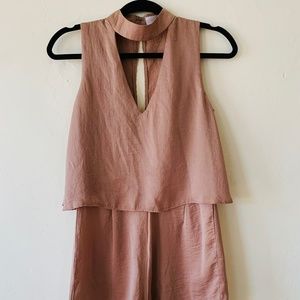 MISSGUIDED BEIGE/TAN ROMPER WITH OPEN BACK